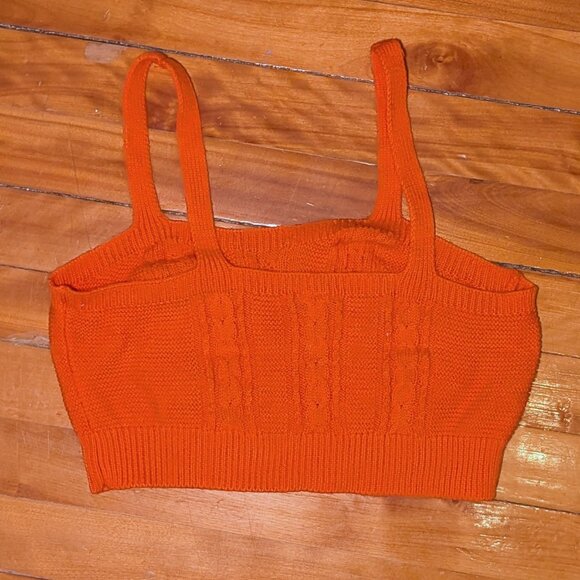 🌸3 for 20$🌸Simons Twik Orange Cropped Knitted Tank Top Large - Picture 5 of 5